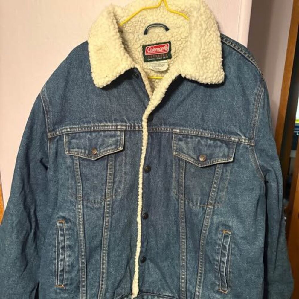 Vintage Coleman fleece lined blue Jean denim jacket coat men’s sz XL 90s y2k